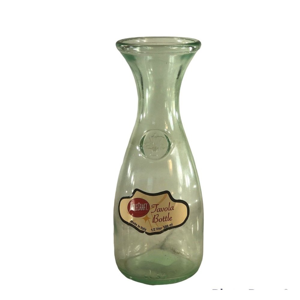 Tavola Bottle Carafe Tablecraft Tint Glass Fleur de Lis 1/2 Liter Decanter Italy